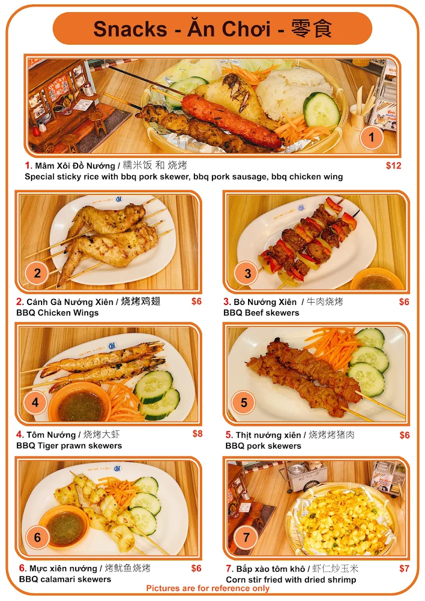 Menu, Oh My Phở Burwood ( old name Gia Hoi Streetfood )