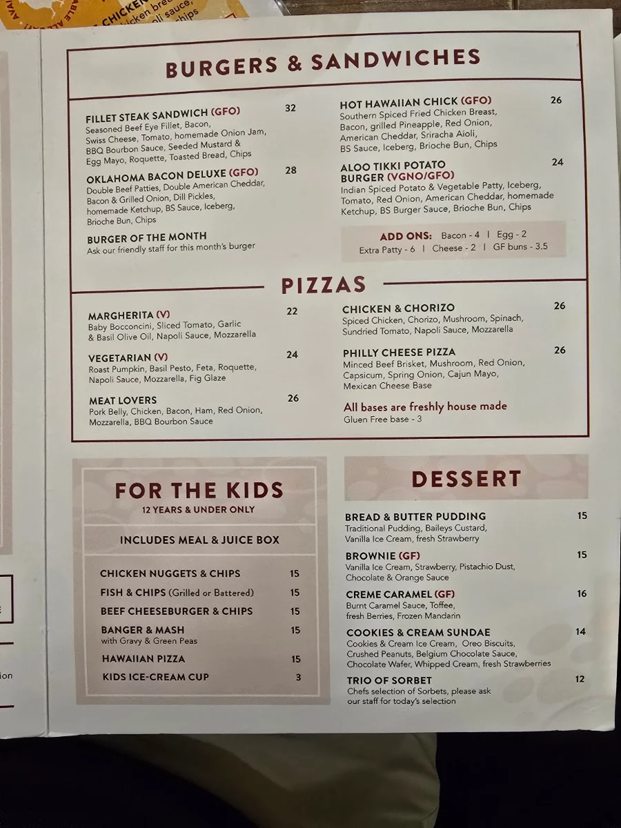 Menu, The Brook Bar & Bistro