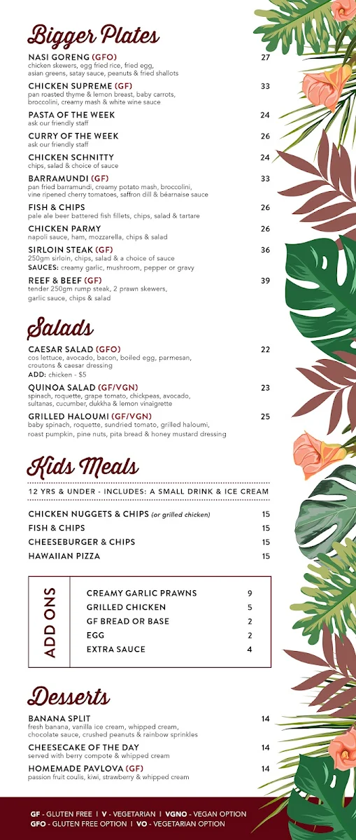 Menu, The Brook Bar & Bistro