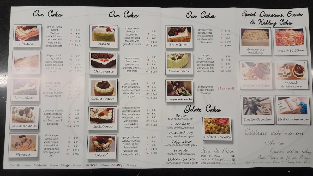 Menu, Dolce & Salato