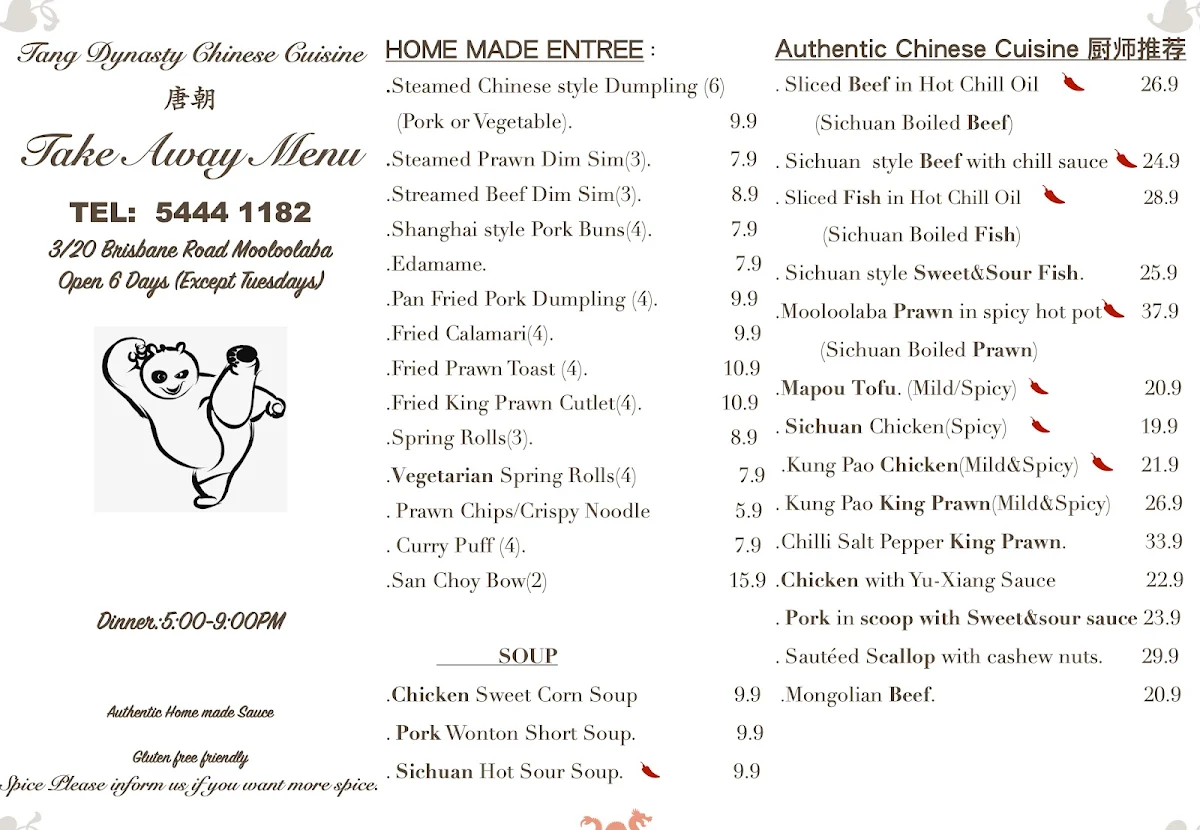 Menu, Tang Dynasty