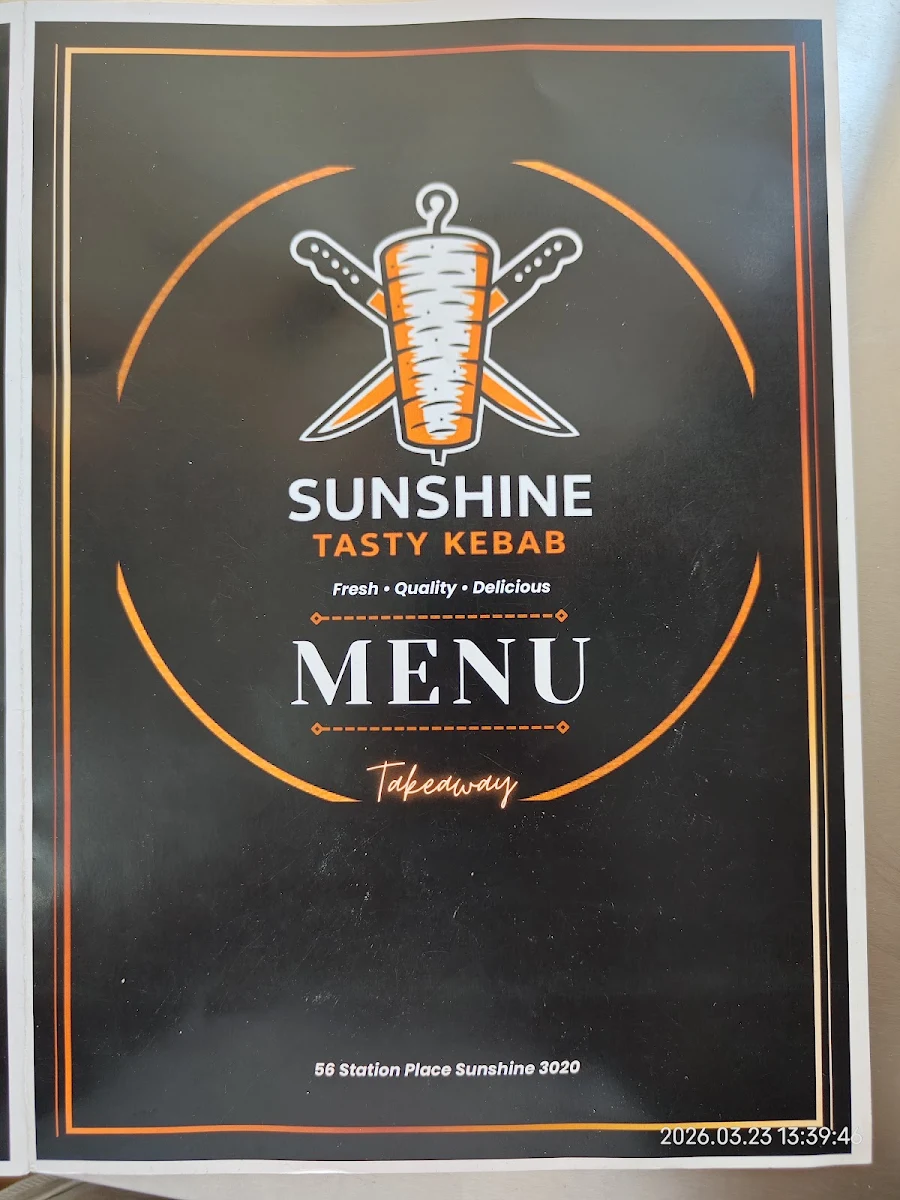 Menu, Sunshine Tasty Kebab