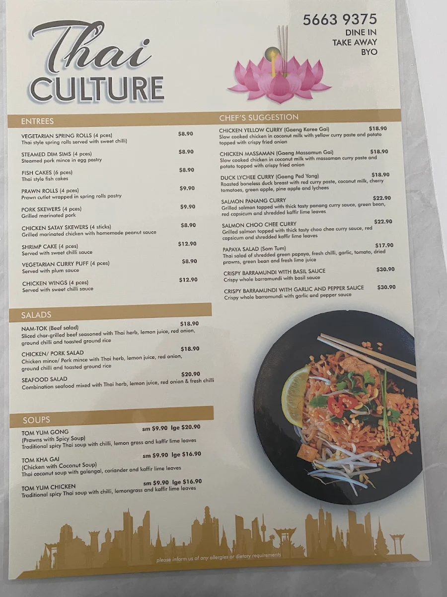Menu, Thai Culture