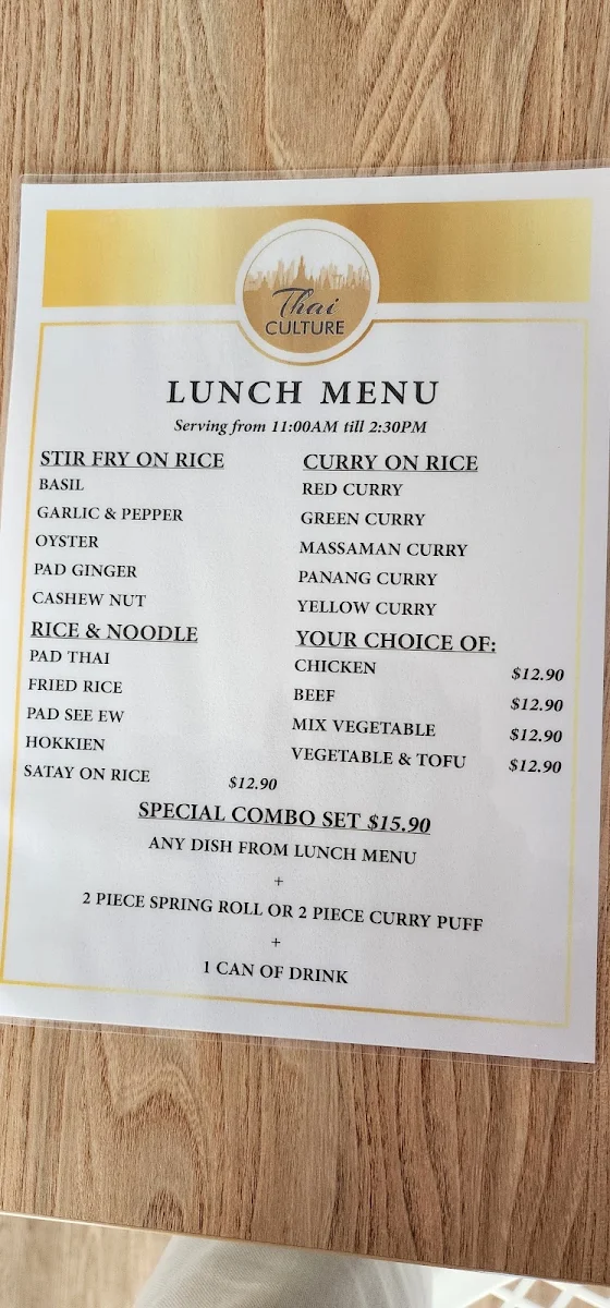 Menu, Thai Culture