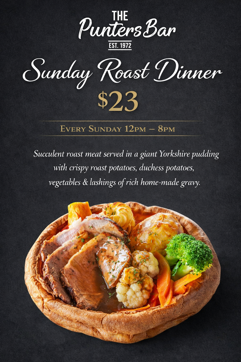 Menu, Punters Bar