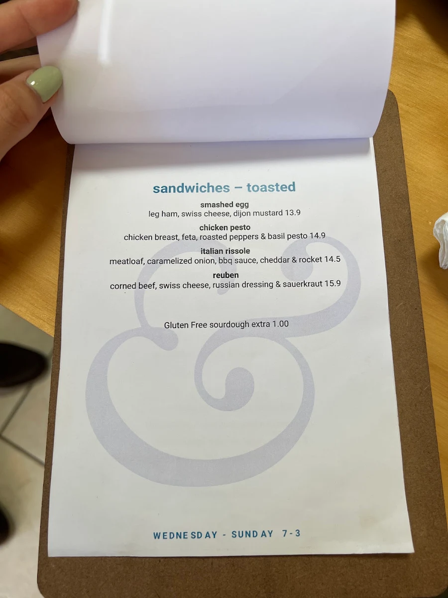 Menu, Cafe Clyde & Co