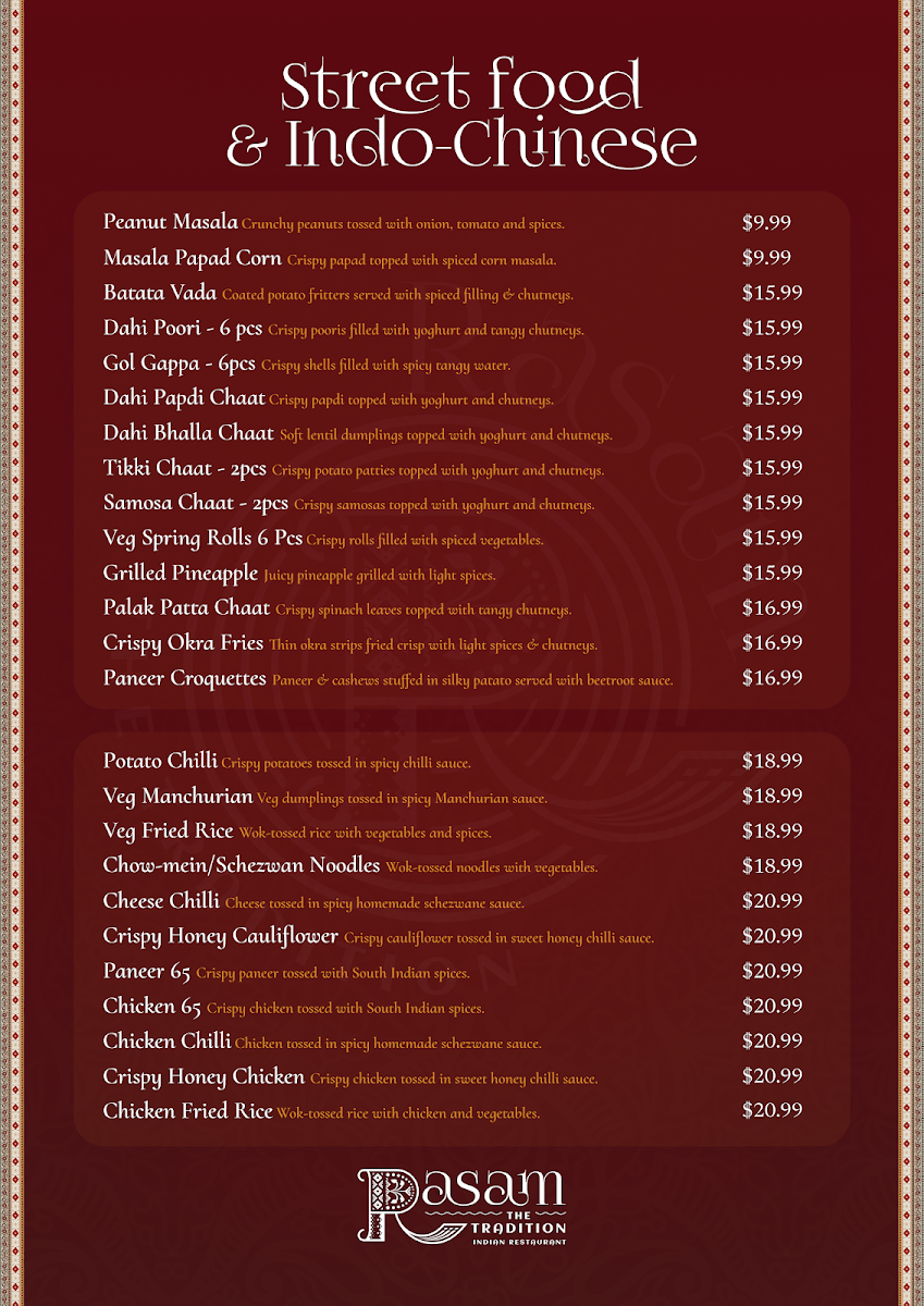 Menu, Rasam - Indian Restaurant (Craigieburn)