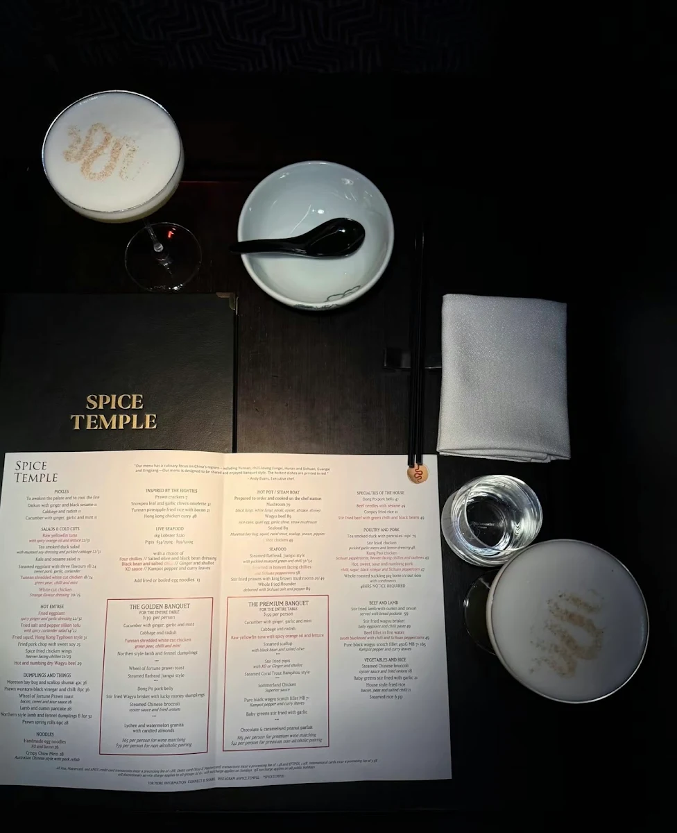Menu, Spice Temple Sydney