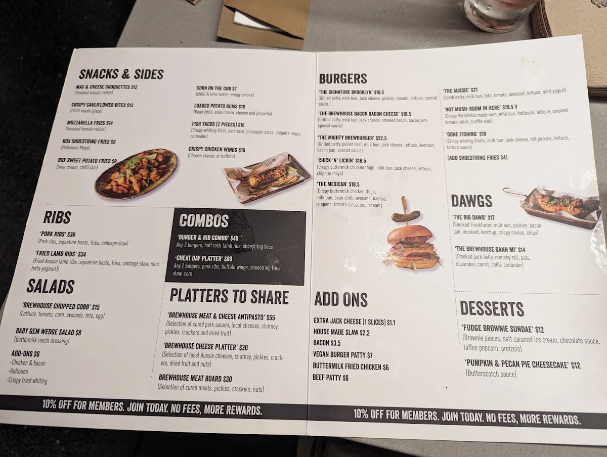 Menu, Basement Brewhouse