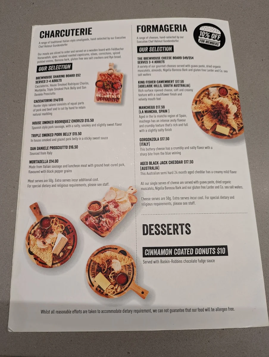 Menu, Basement Brewhouse
