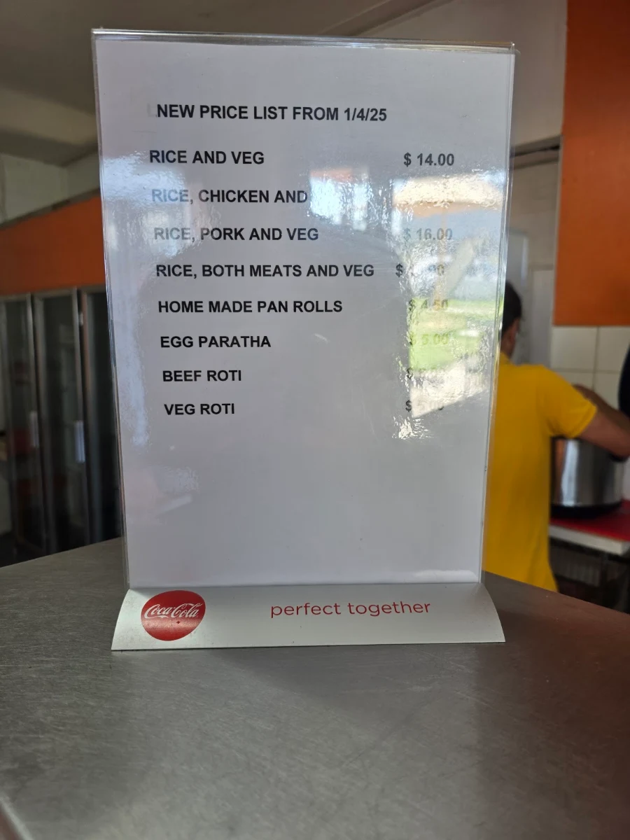 Menu, Cafe Cinnamon and Takeaway