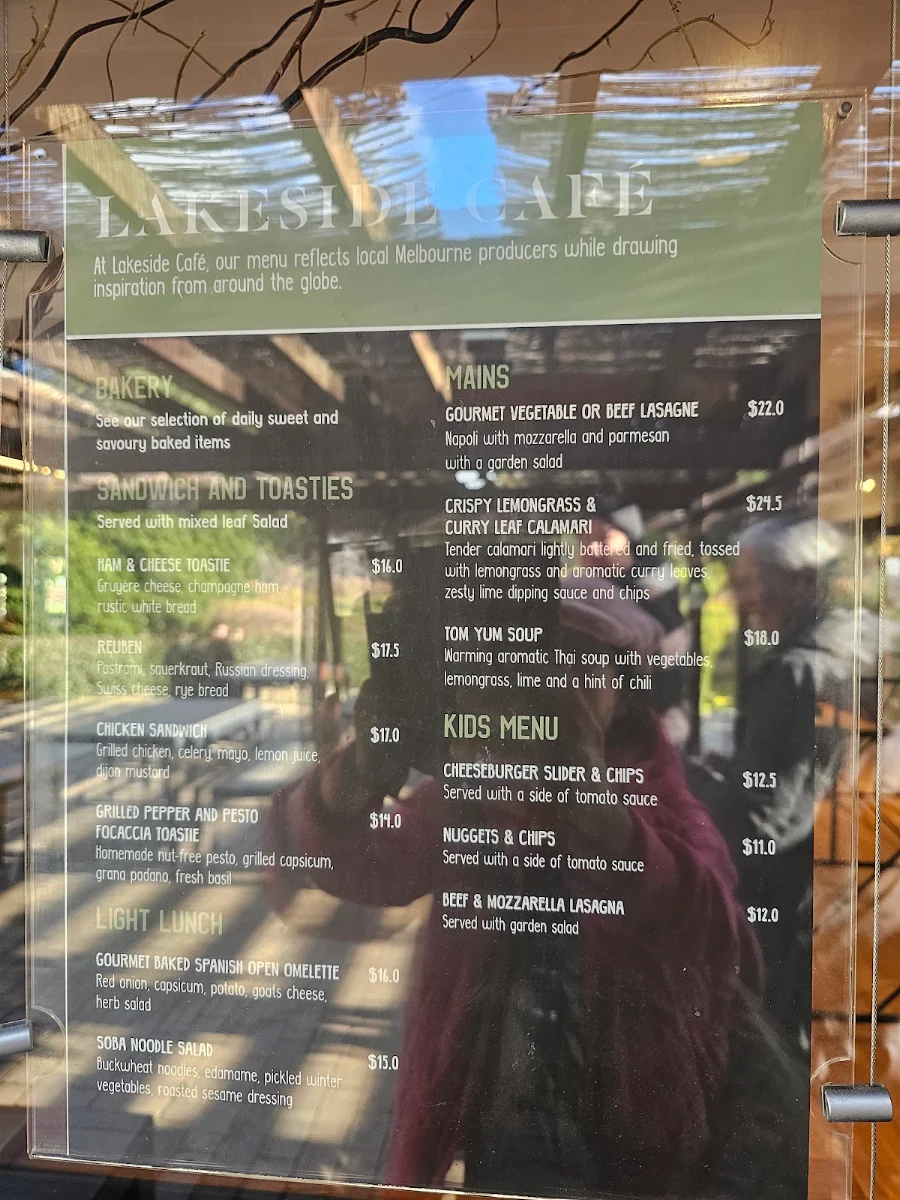 Menu, Lakeside Cafe