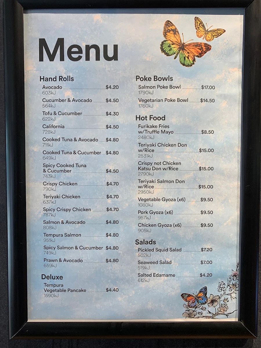 Menu, Lakeside Cafe