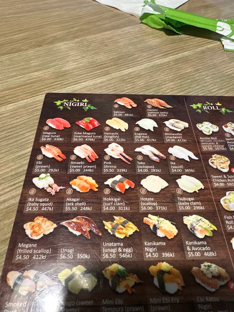 Menu, Sushi Train