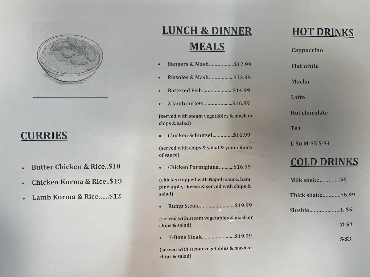 Menu, Kempsey Fast Food
