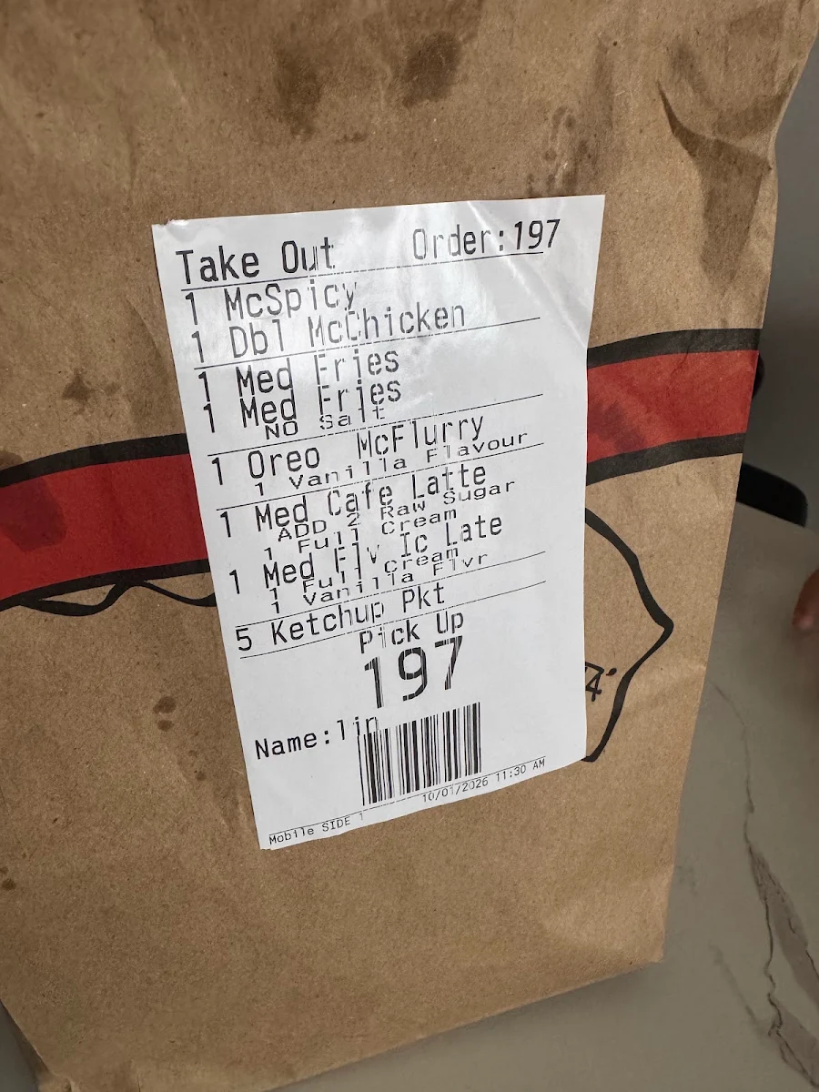 Menu, McDonald's Balwyn