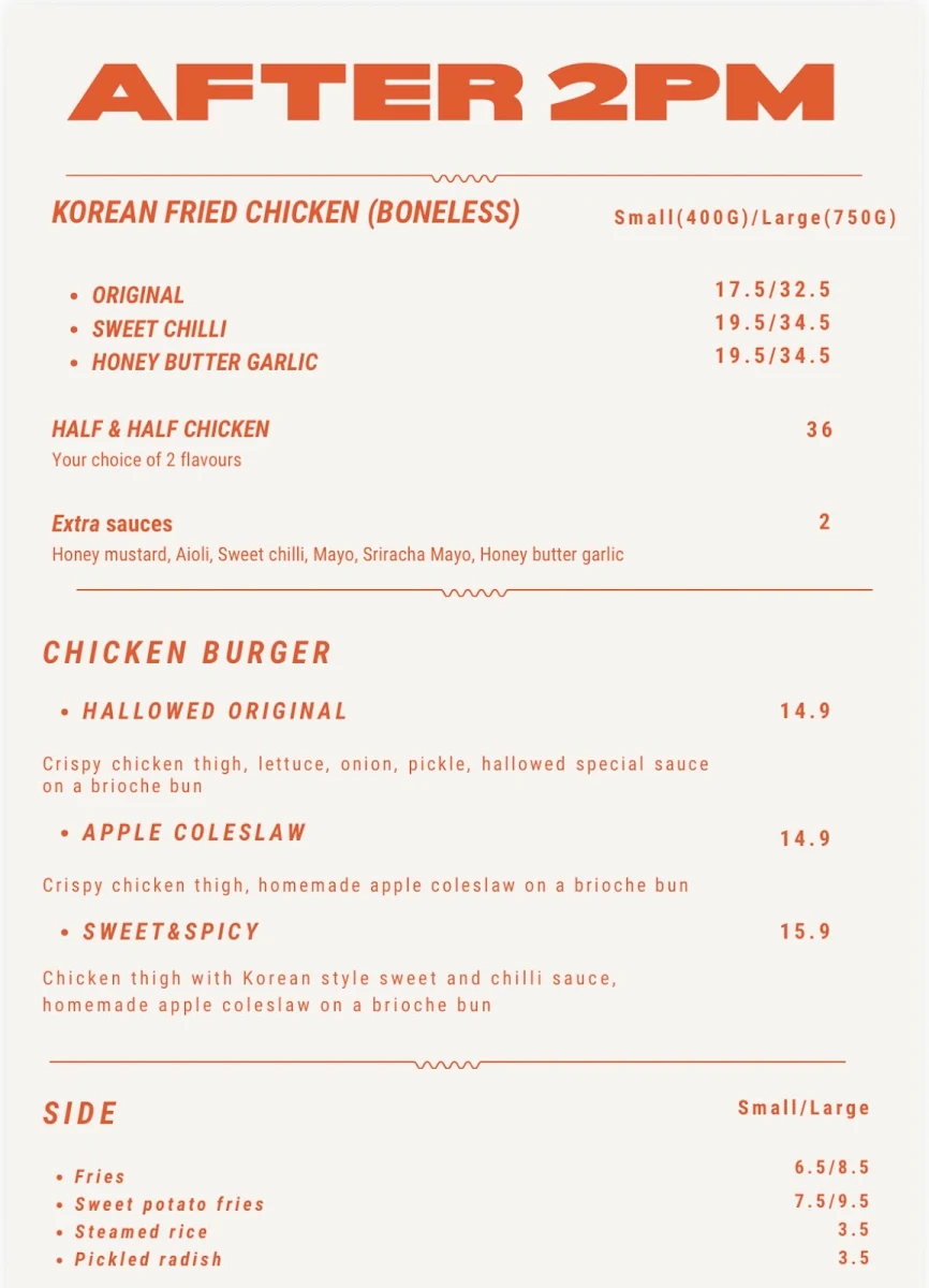 Menu, Hallowed Grounds Espresso Café