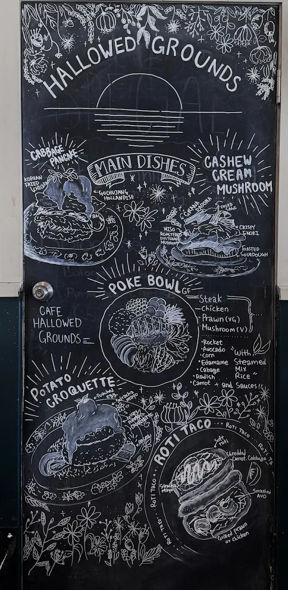 Menu, Hallowed Grounds Espresso Café