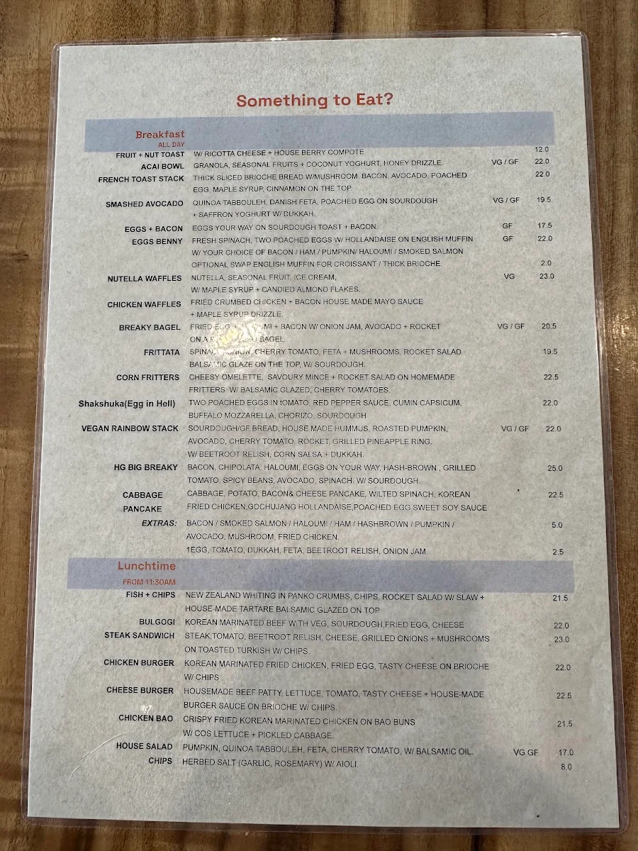 Menu, Hallowed Grounds Espresso Café