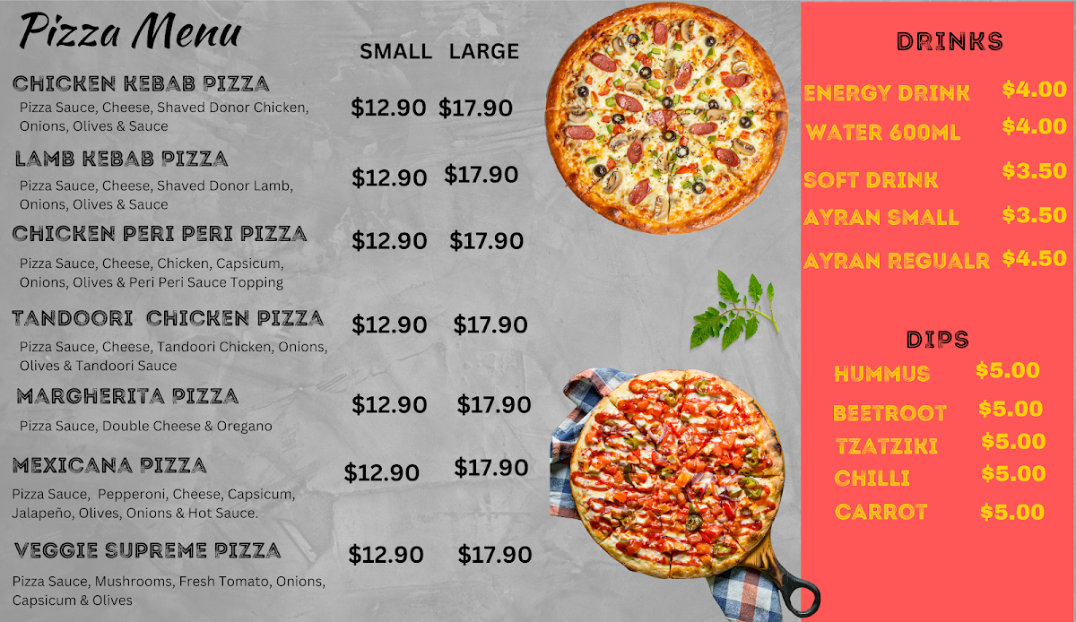 Menu, Kebab Kitchen