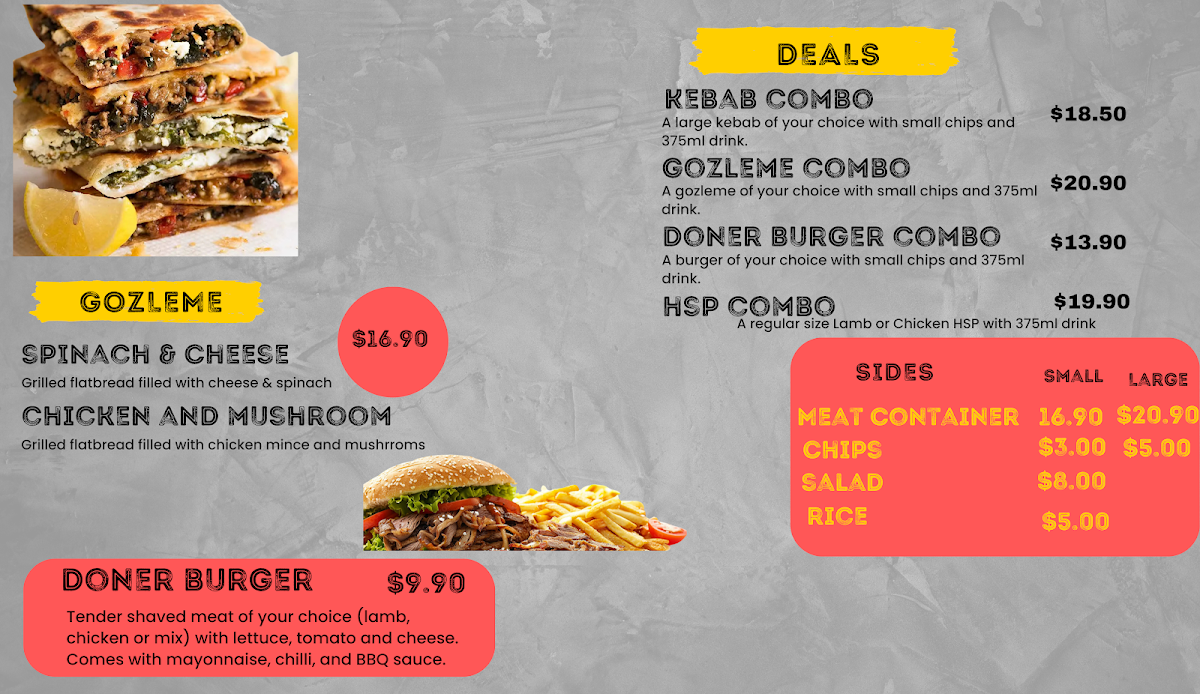 Menu, Kebab Kitchen