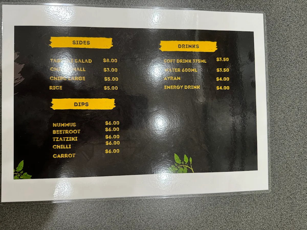 Menu, Kebab Kitchen