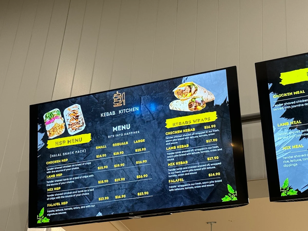 Menu, Kebab Kitchen