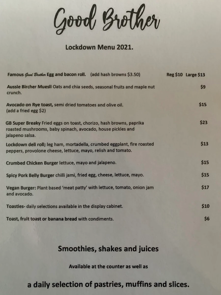 Menu, Good Brother