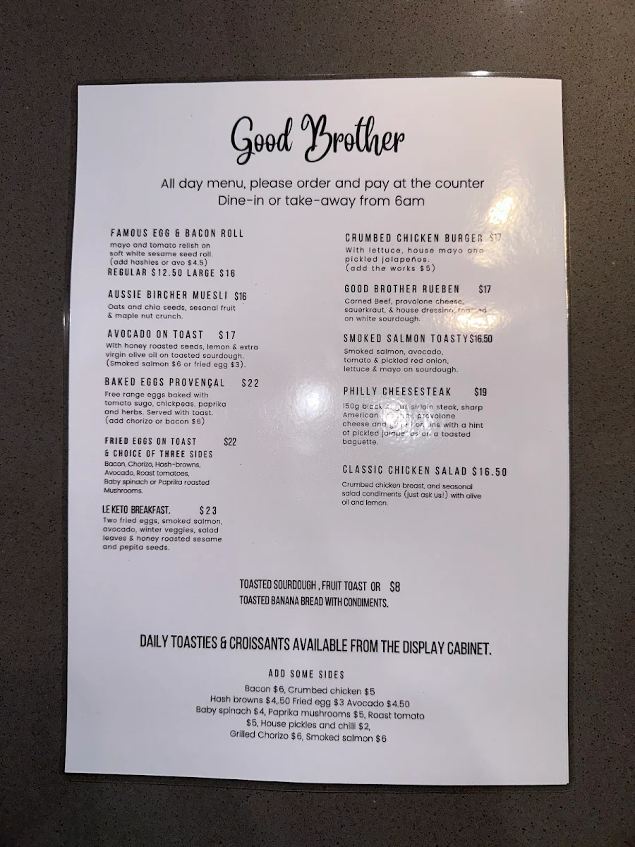 Menu, Good Brother