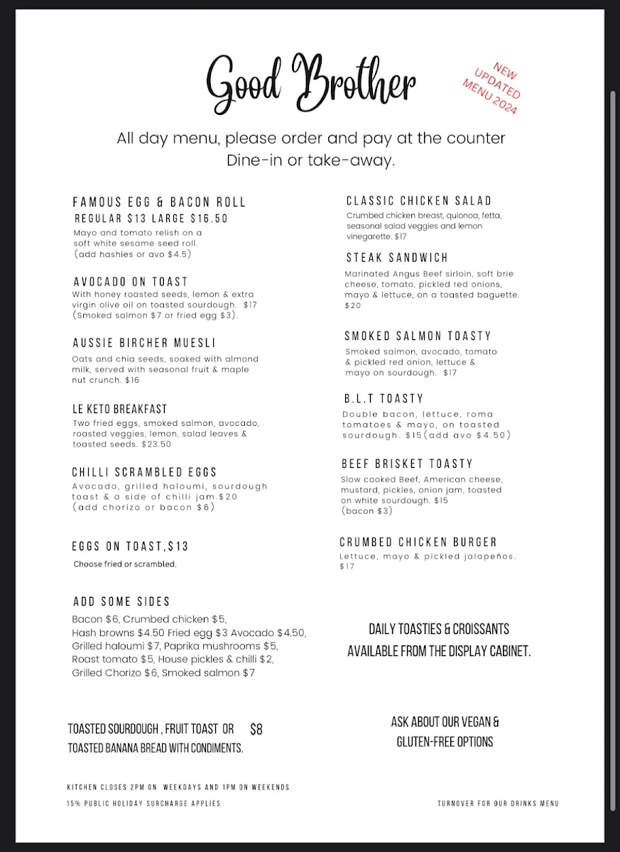 Menu, Good Brother