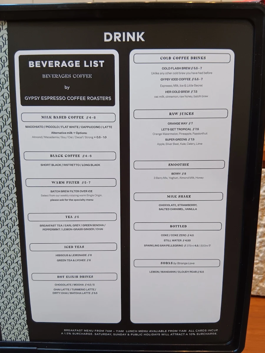 Menu, Office Lobby Espresso Bar (Mid-city Centre)