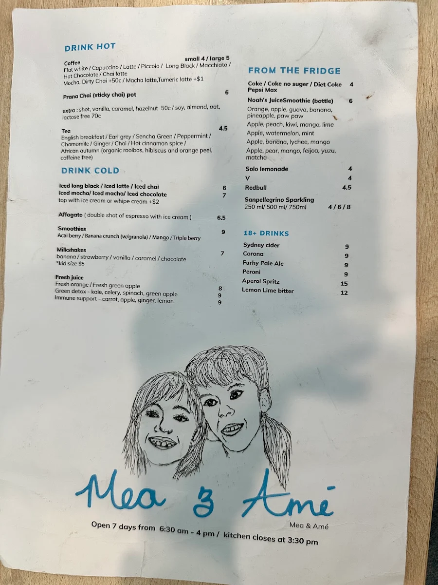 Menu, Mea & Amé