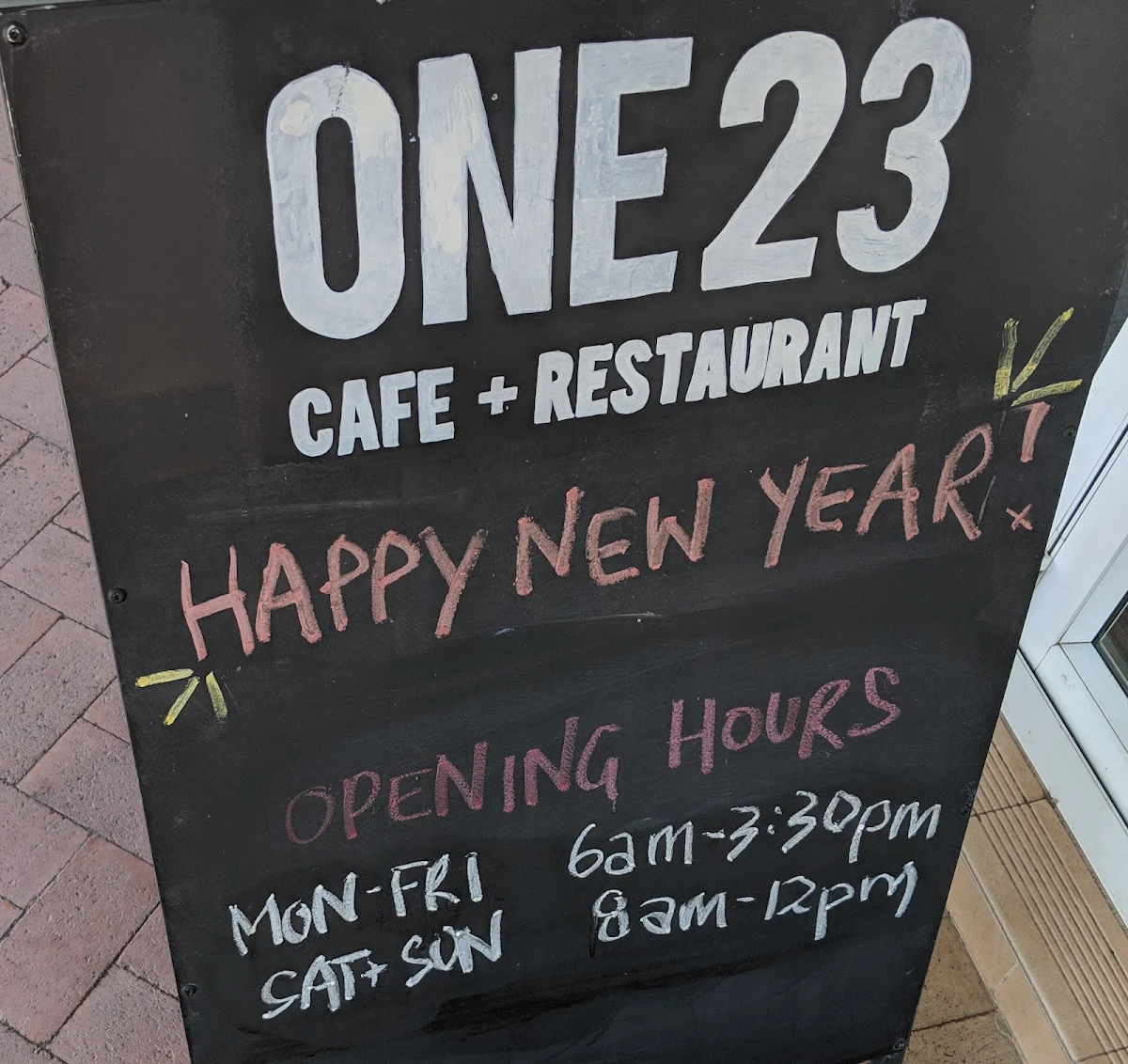 Menu, One 2 3 Cafe & Restaurant