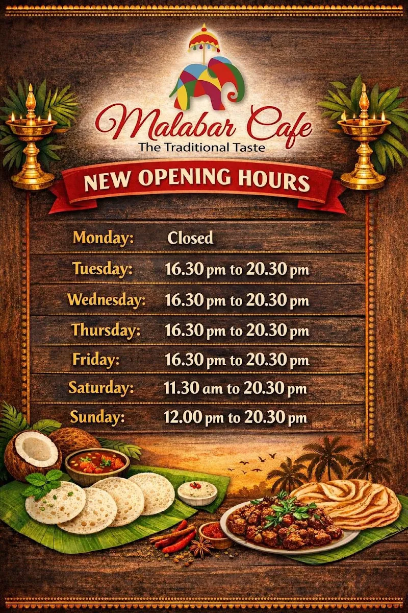 Menu, Malabar Cafe