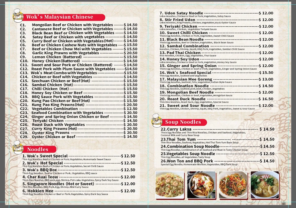 Menu, SAM'S KITCHEN Dromana