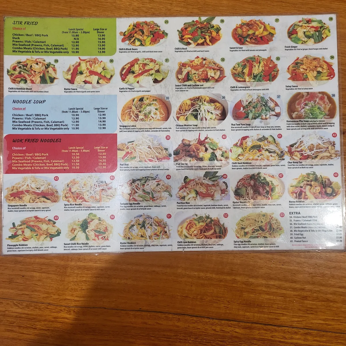 Menu, Mekong Noodles Bar