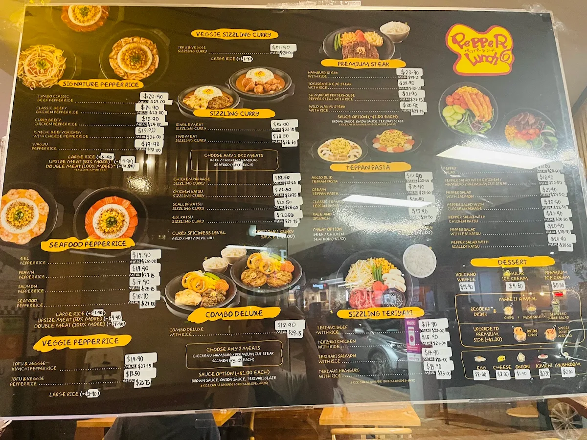 Menu, Pepper Lunch Victoria Park
