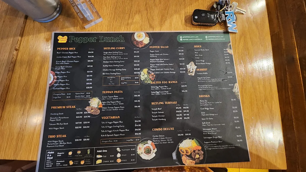 Menu, Pepper Lunch Victoria Park