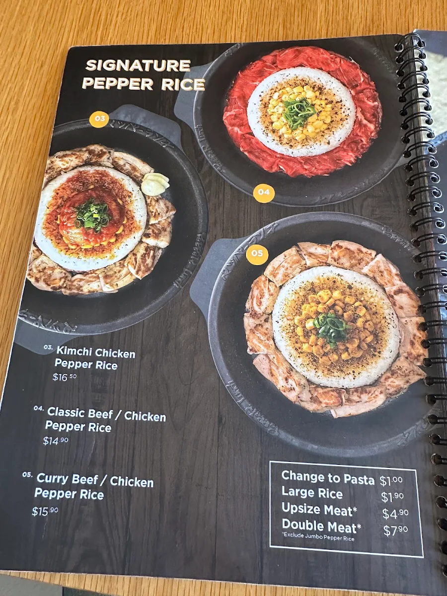 Menu, Pepper Lunch Victoria Park
