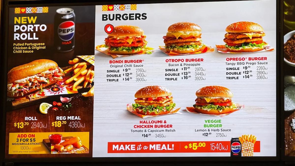 Menu, Oporto Melbourne Central