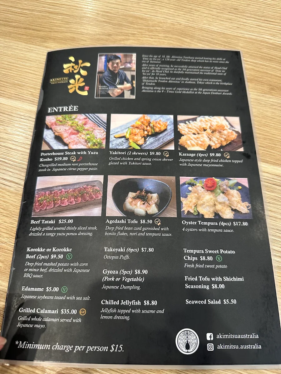 Menu, Akimitsu Australia