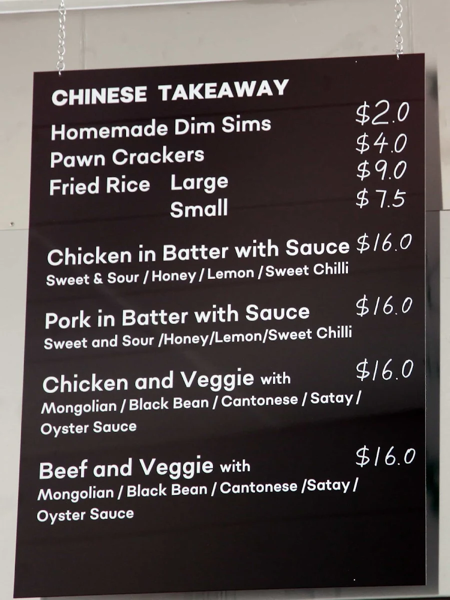 Menu, Strathfieldsaye fish and chips Takeaway
