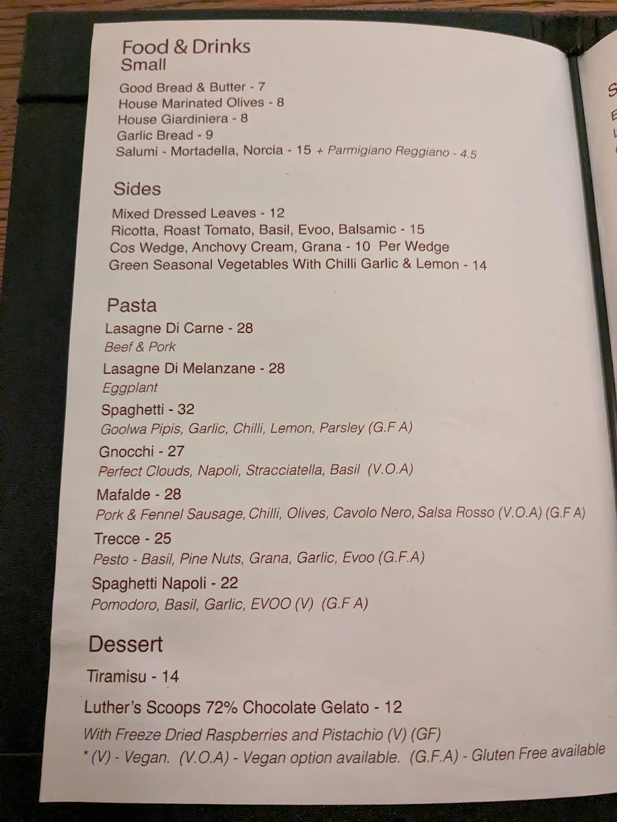 Menu, 1800 Lasagne
