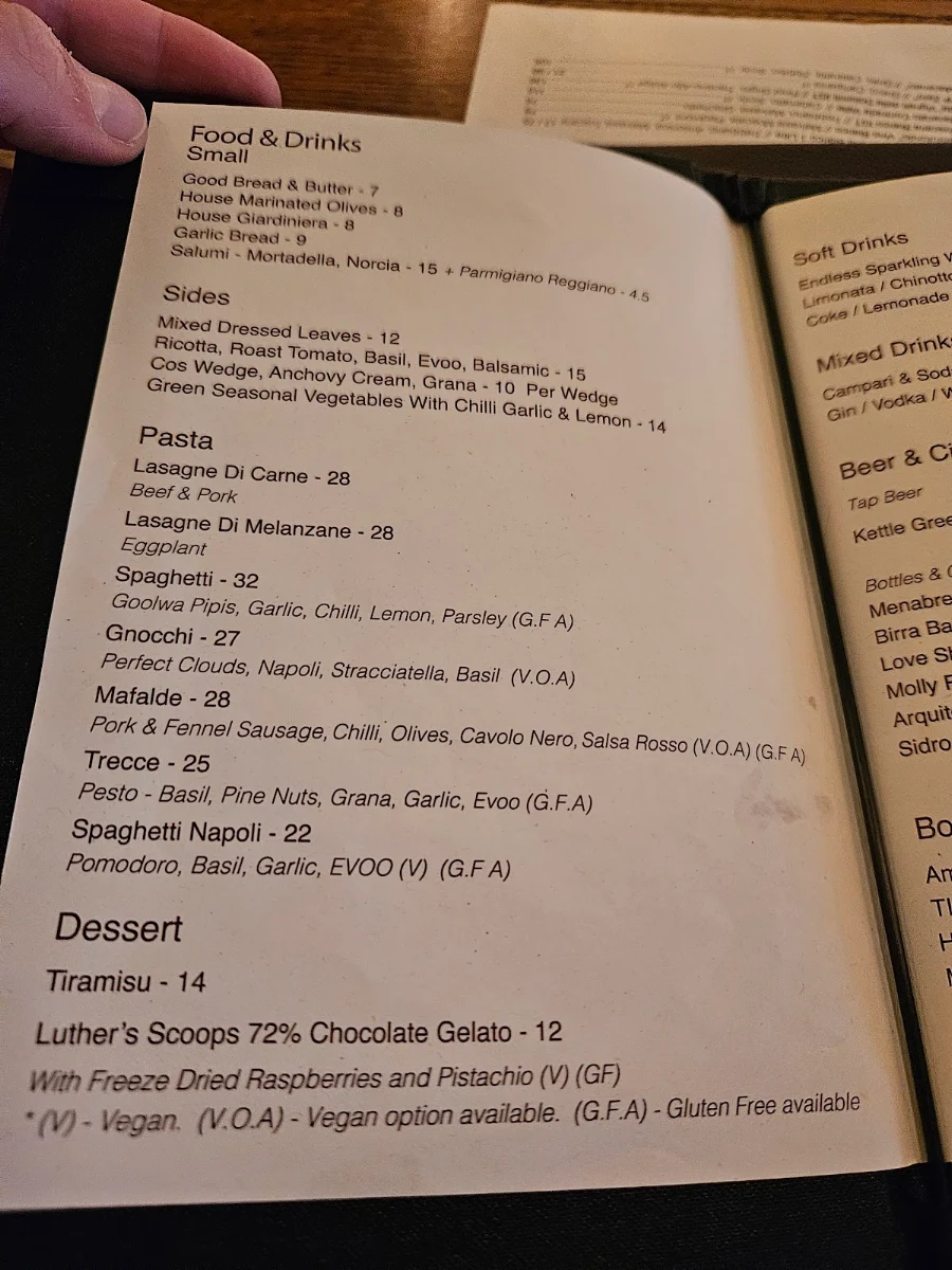 Menu, 1800 Lasagne