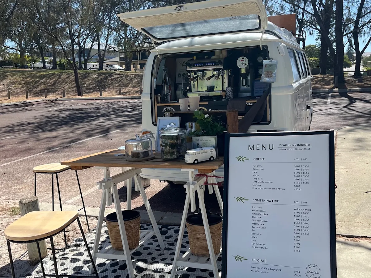 Menu, Beachside Barista coffee van