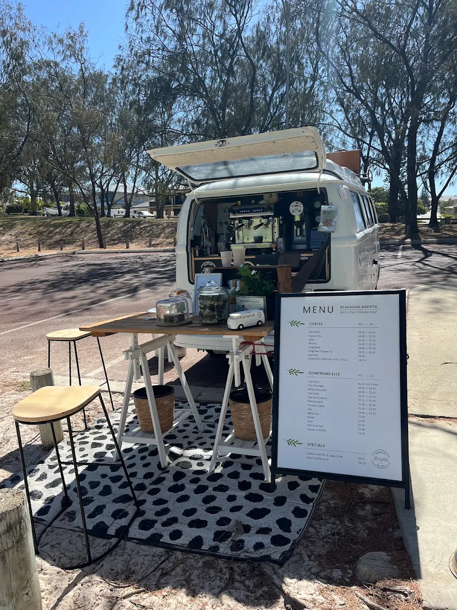 Menu, Beachside Barista coffee van