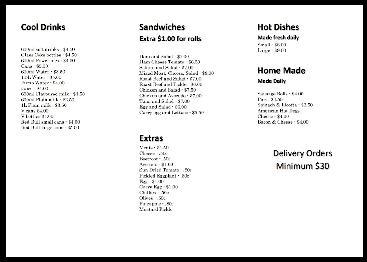 Menu, Success Lunches