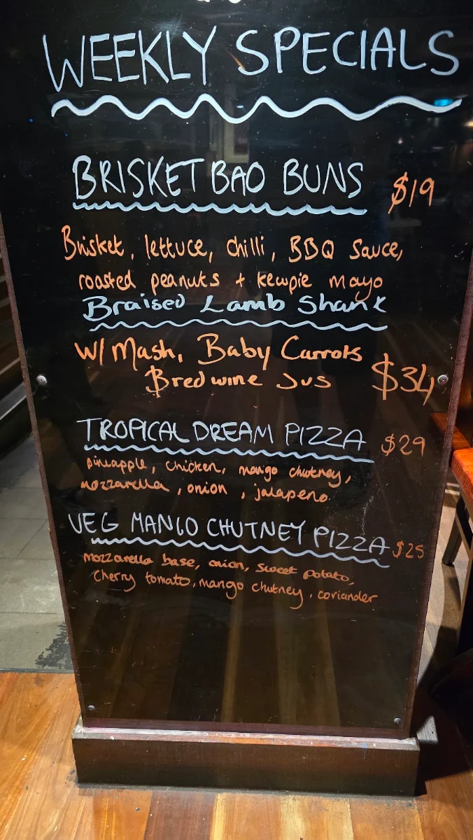 Menu, Rattle n Hum Port Douglas