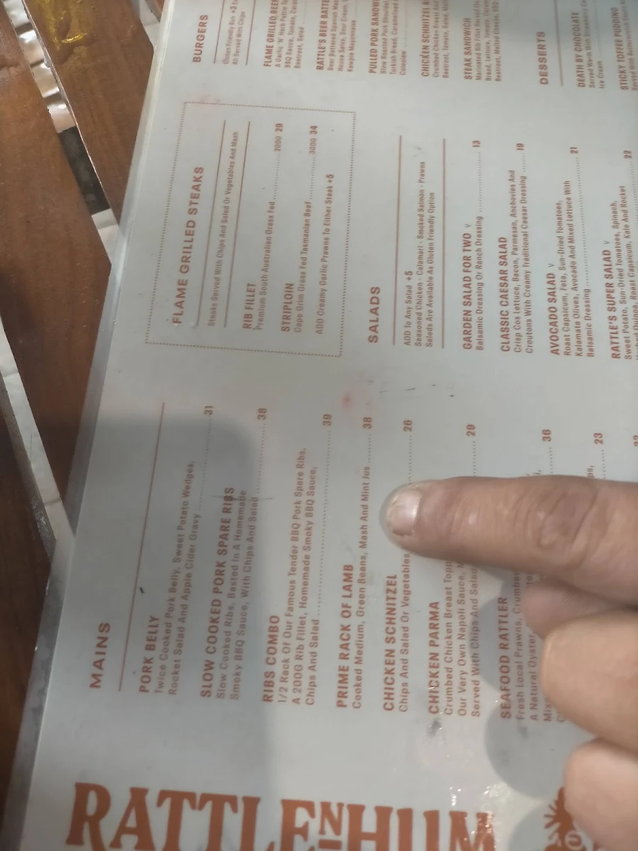 Menu, Rattle n Hum Port Douglas