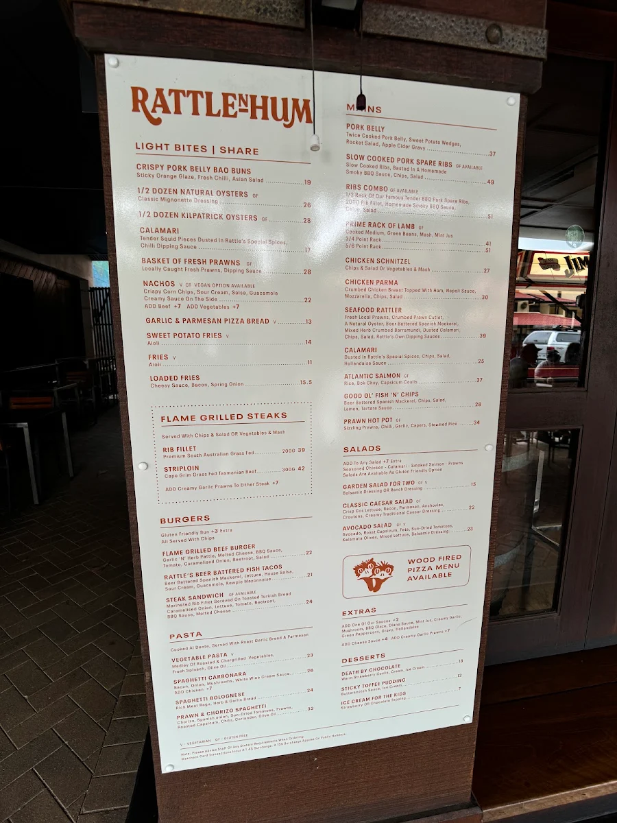Menu, Rattle n Hum Port Douglas